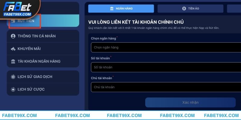 Các thao tác để nạp tiền vào ví hội viên để đặt cược