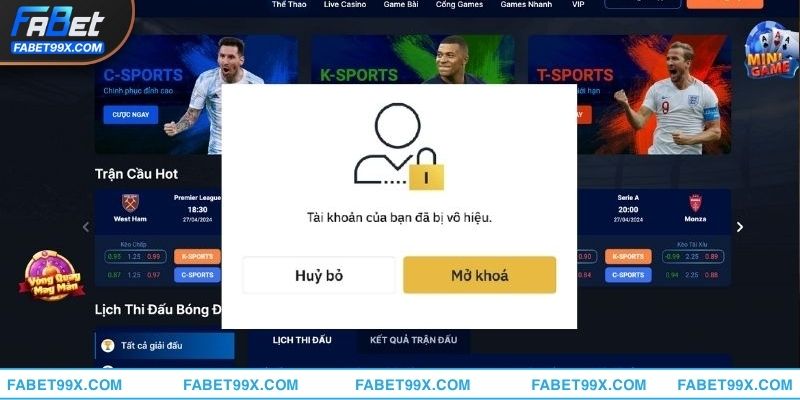 Nguyên nhân dẫn đến việc tài khoản FABET bị khóa